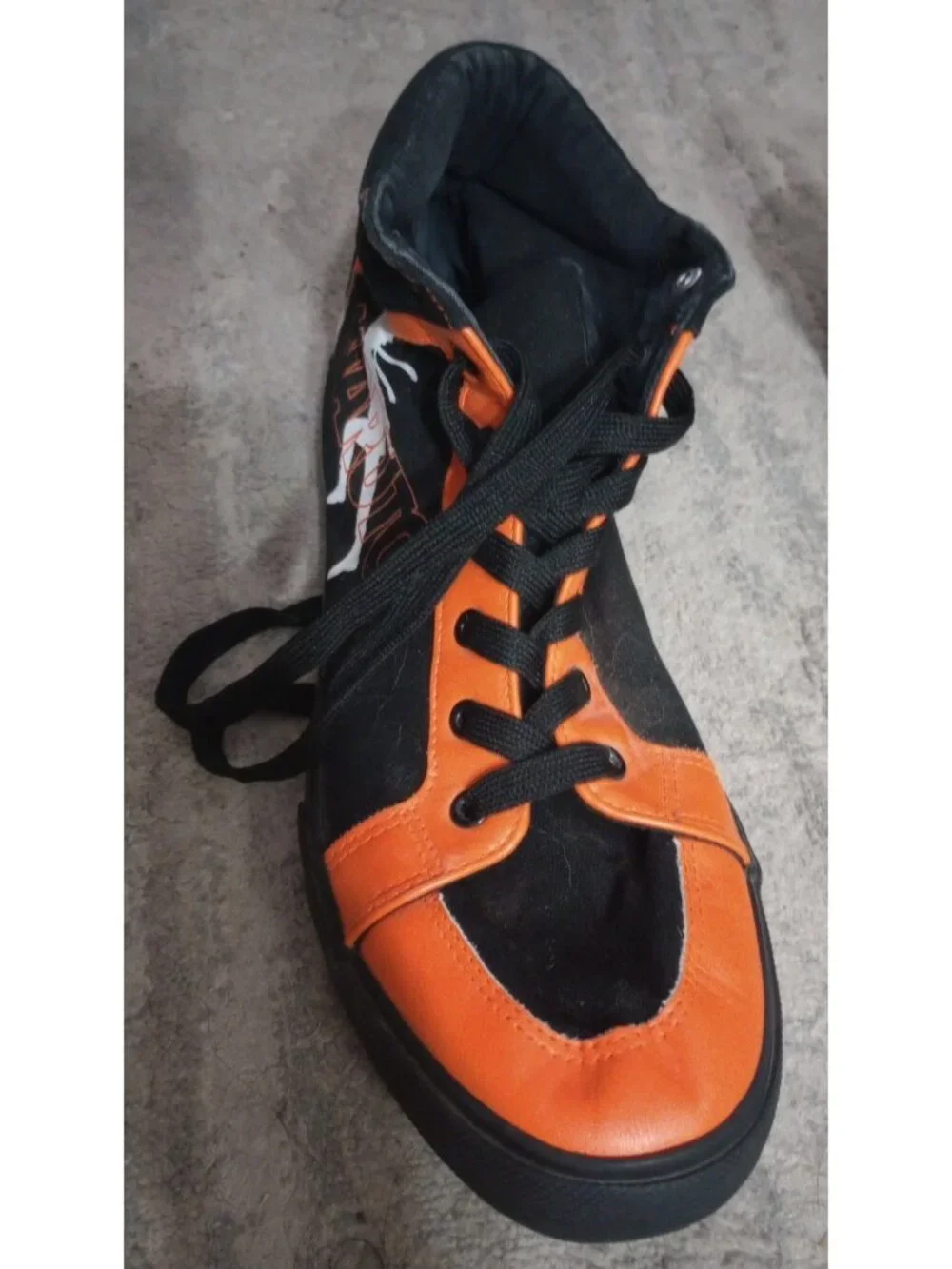 Naruto Shippuden High Top CANVAS  SHOES Men's size 10 Orange Black Lace Up
